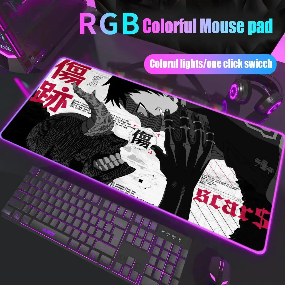 

Anime F-Fire Force Mouse Pad Gamer Rgb Desk Mat Back Light Led Mousepad Setup Gaming Accessories Deskmat Big Mousepad Backlight