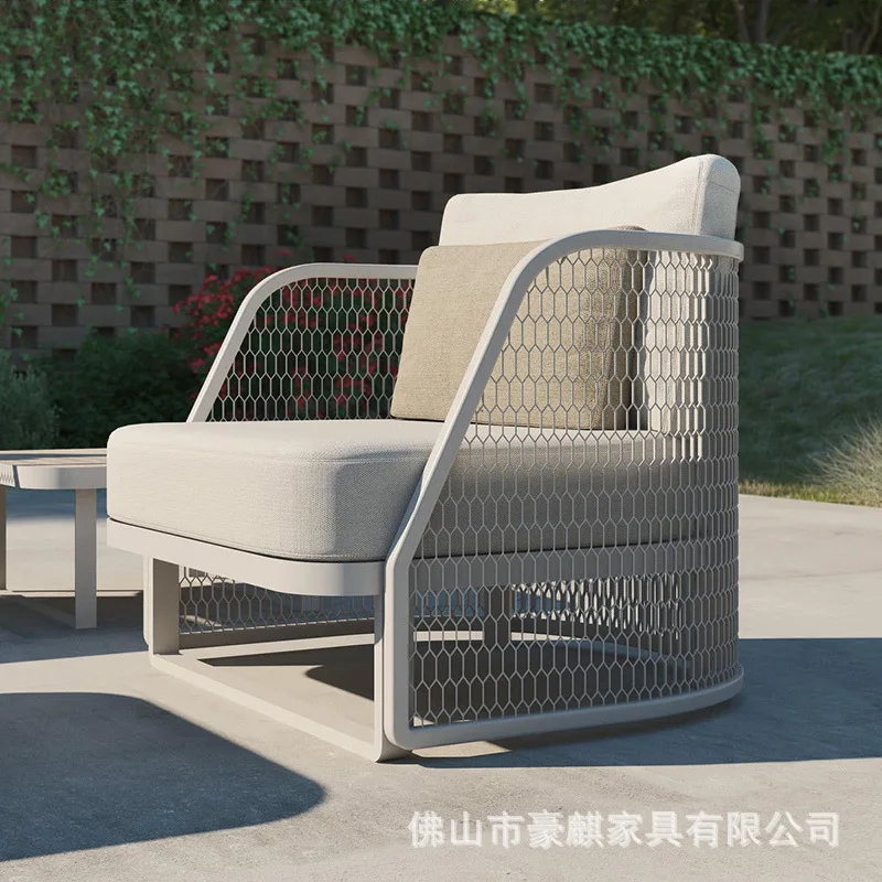 Aluminum Alloy Rattan Sofa Combination Outdoor Courtyard Rattan Chair Balcony Villa Waterproof And Sunscreen Garden Furniture