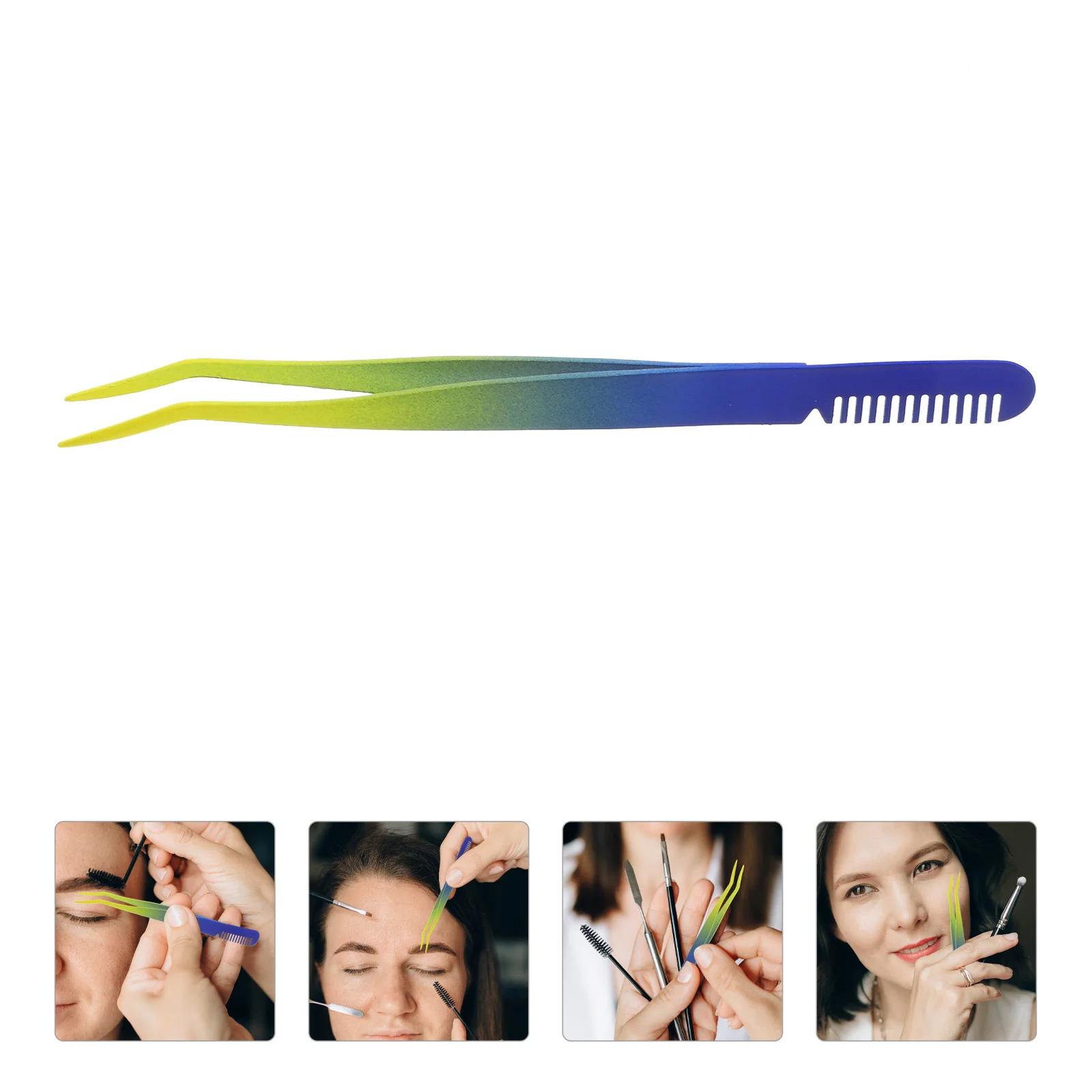 Stainless Steel Eyebrow Tweezer Lash Applicator Tool Eyelash Extension Tweezers Precision Tweezer Comb Beauty Tool