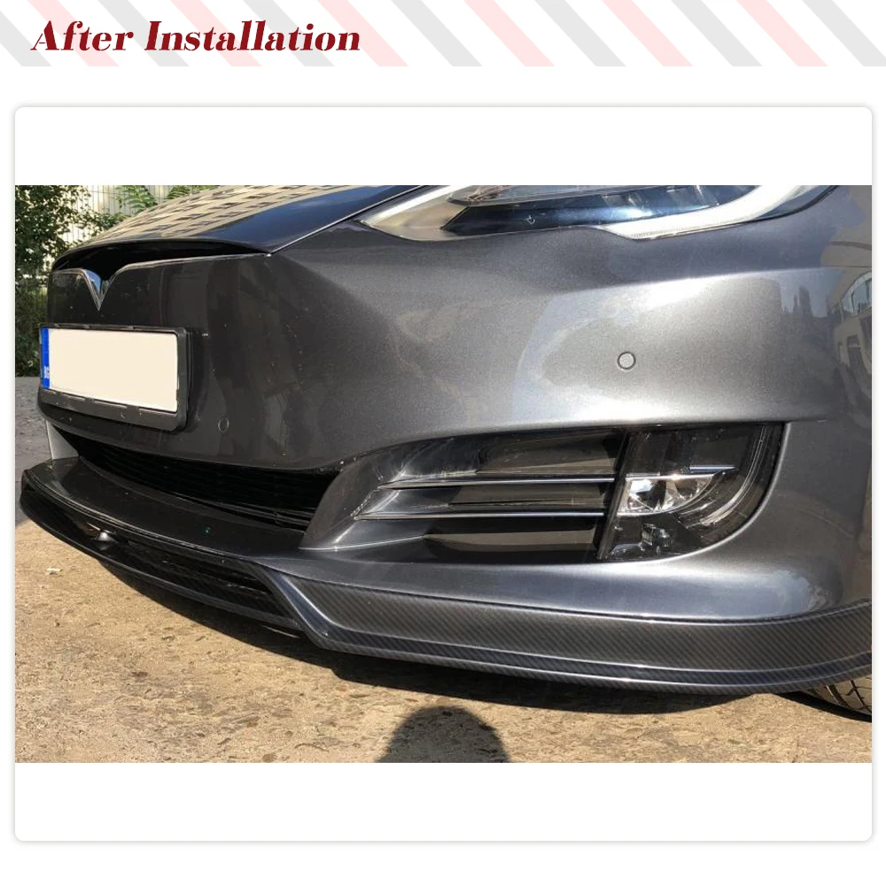 Labbro paraurti anteriore in fibra di carbonio per Tesla Model S 2016-2020 Kit Spoiler anteriore accessori per auto Kit carrozzeria protezione Trim