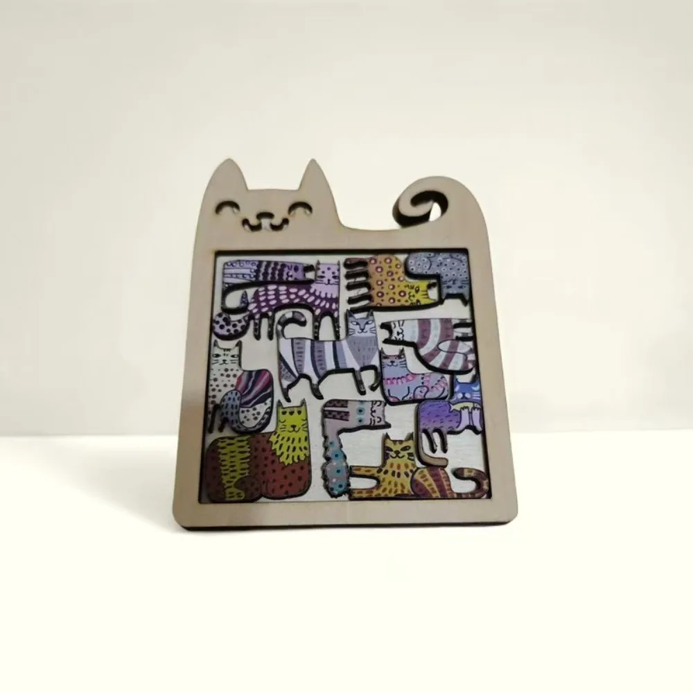 Gioco di puzzle per gatti in legno Educazione precoce Puzzle a forma di gatto che brucia il cervello Puzzle per animali da addestramento al pensiero
