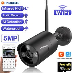 WIFI Tuya Smart Life 5MP IP Camera Security Outdoor Bullet Wireless Surveillance Street Home Motion Detection Cam SD Card Slot