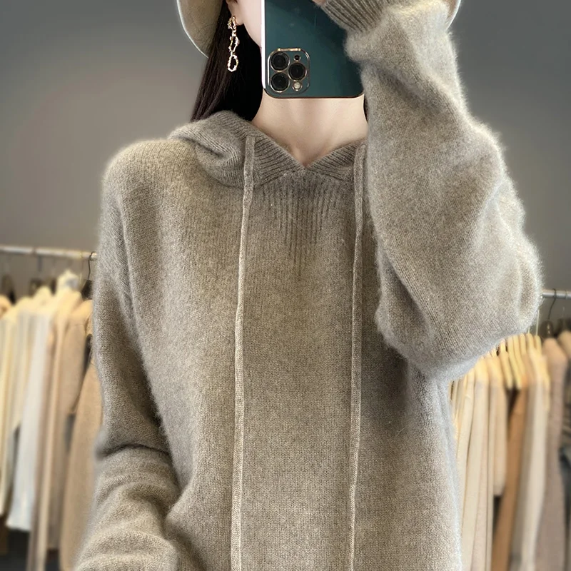 Autumn/Winter new Women's sweater 100% Merino cashmere round neck jumper Fashion solid color warm base knit shirt