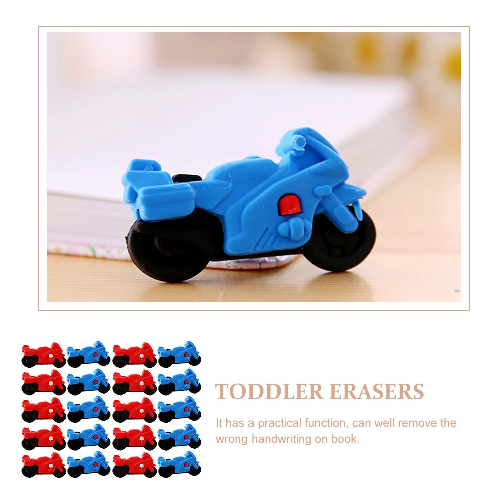 

20pcs Cartoon Erasers Motorcycle Shaped Mini Erasers For Kids Children Students Writing Drawing Portable Stationery School
