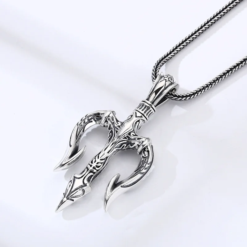 قلادة بوسيدون ترايدنت من الفضة الإسترليني عيار 925 للرجال - هدية مجوهرات بلمسة نهائية من الفضة التايلاندية العتيقة #2