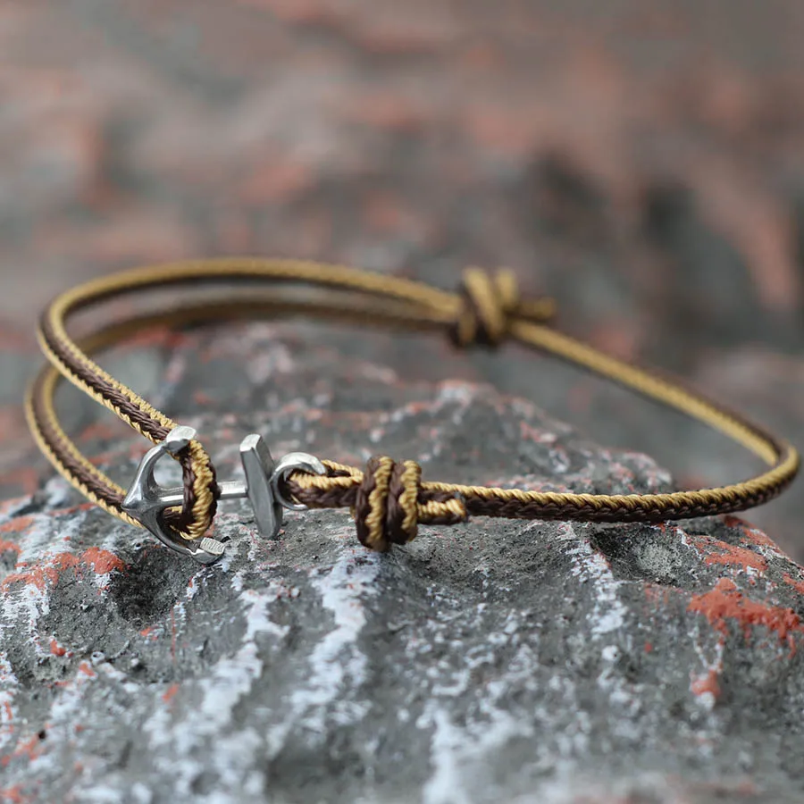 Minimalist Anchor Thin String Bracelet Unisex Stainless Steel Sliding Adjustable Ethic Rope Armband Adventure Hombre Pulseira view 6