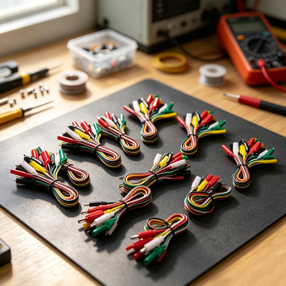 10pcs Multi-Color Small Clip Test Leads Set 22AWG Copper Wire For Multimeter Electronics Circuit Testing Tools Kit