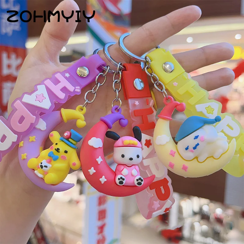 Cute Anime Doll Keychain Cartoon Kawaii Cinnamoroll Kuromi Melody Purin Pochacco Keychain Pendant Backpack Decoration Gifts