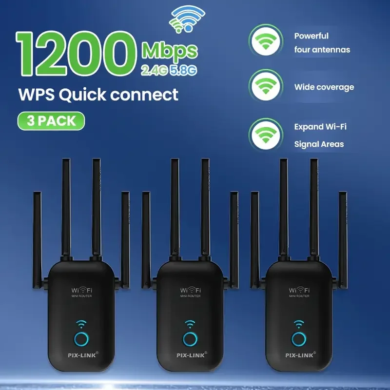 PIX-Link 1200M Dual Band Wi-Fi Router, Faster Wi-Fi with MU-MIMO,Easy setup, WiFi Range Extender with 4 Antennas, AC35