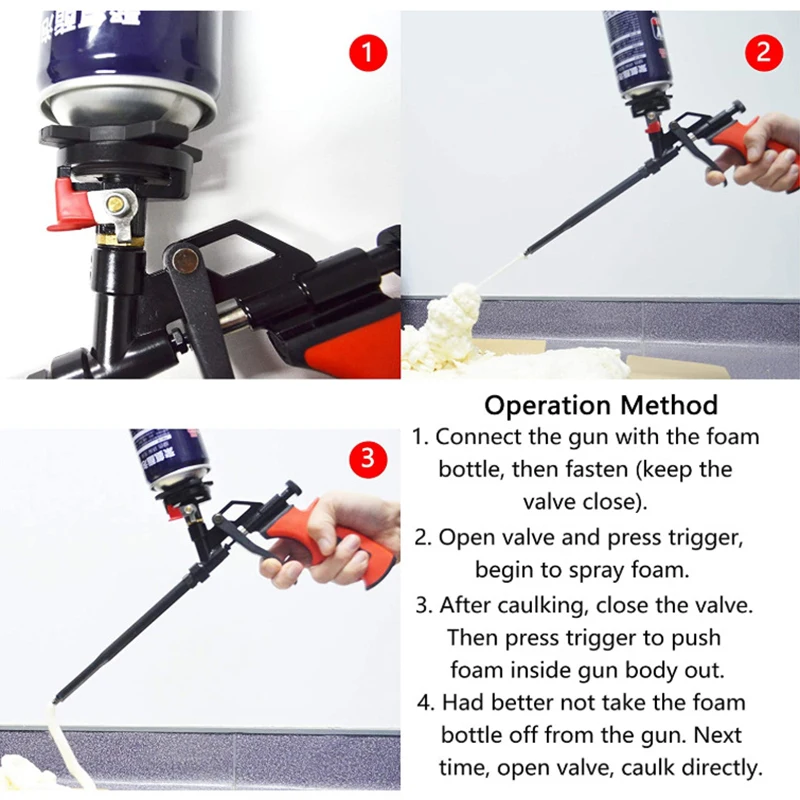 Imagem -06 - Espuma Expansão Spray Gun Espuma Foaming Jet Pistola de Cola Metal Poliuretano Gatilho Pulverizador Bomba Selante Caulking Tool For House Renovation