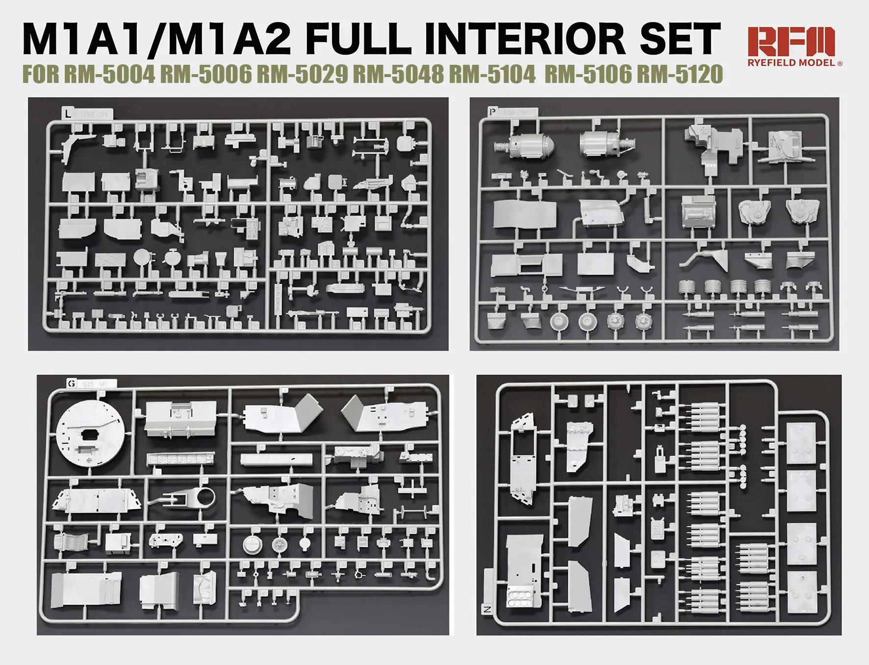 RYEFIELD 5121 1/35 M1A1/M1A2 Pełny zestaw wewnętrzny do zestawu modeli RM5004/5006/5029/5048/5104/5106/5120