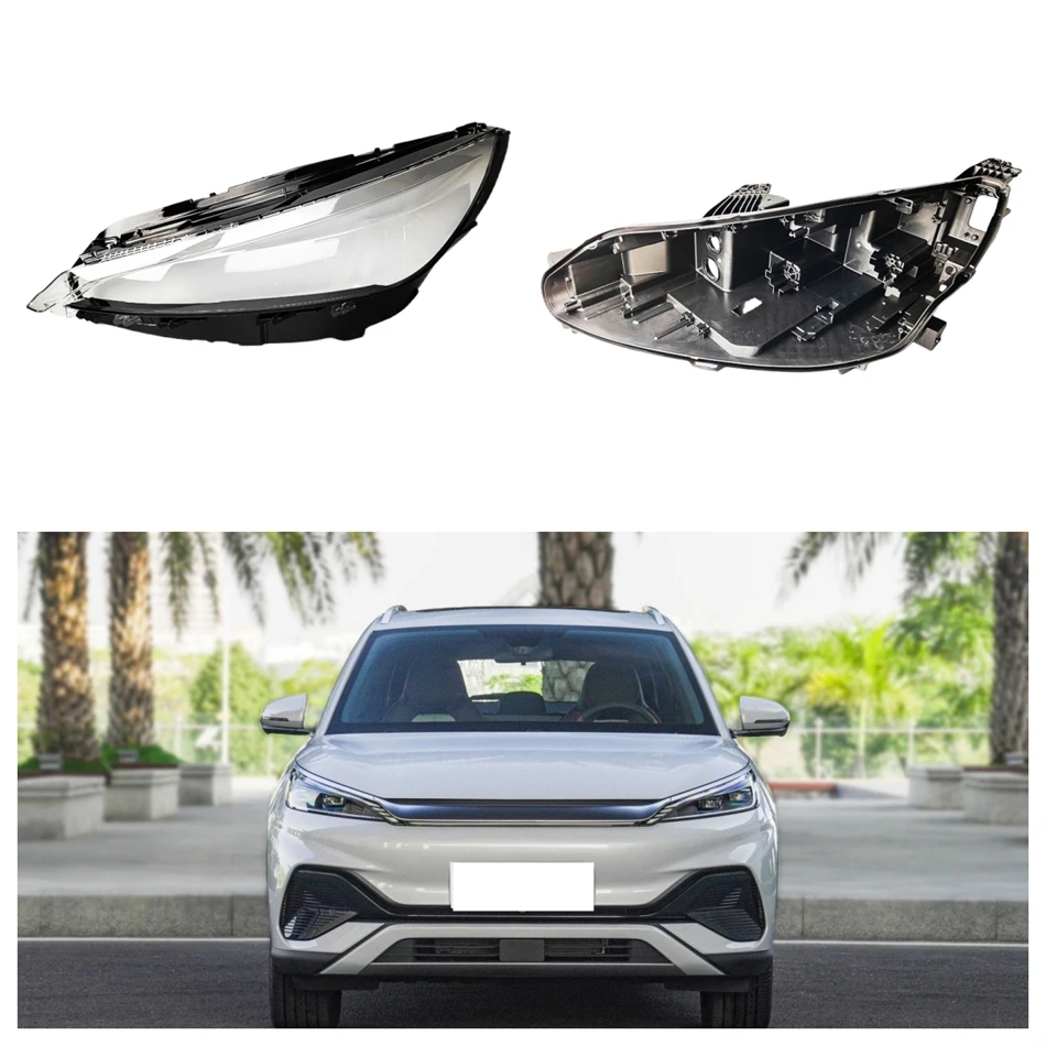 

Для BYD Yuan ATTO3 Plus 2020 2021 2022, автомобильные товары, цоколь, корпус фары, аксессуары, стеклянная крышка лампы