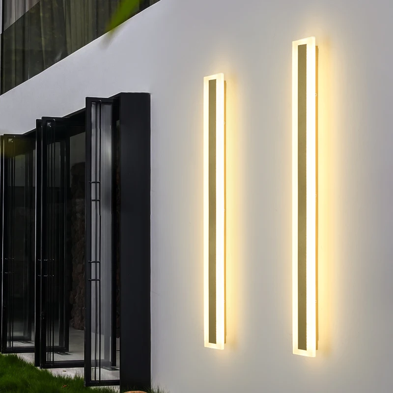 Outdoor Wall Lamp IP65 Golden Long Villa Courtyard Garden Exterior Wall LED Lighting Entrance Lamp Simple and Modern minimalist