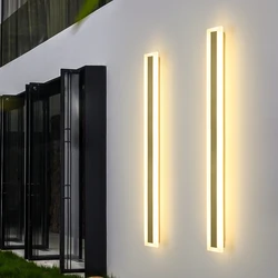 Simples e moderno lâmpada de parede ao ar livre, Long Villa, pátio, jardim exterior, iluminação LED, simples e moderno lâmpada de parede, dourado, IP65