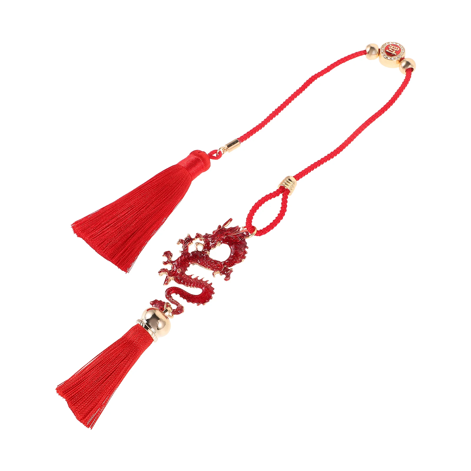 

Year of Dragon Car Decor Red Tassel Pendant Rearview Mirror Accessories Creative Hanging nament Car Decorations for Women Non