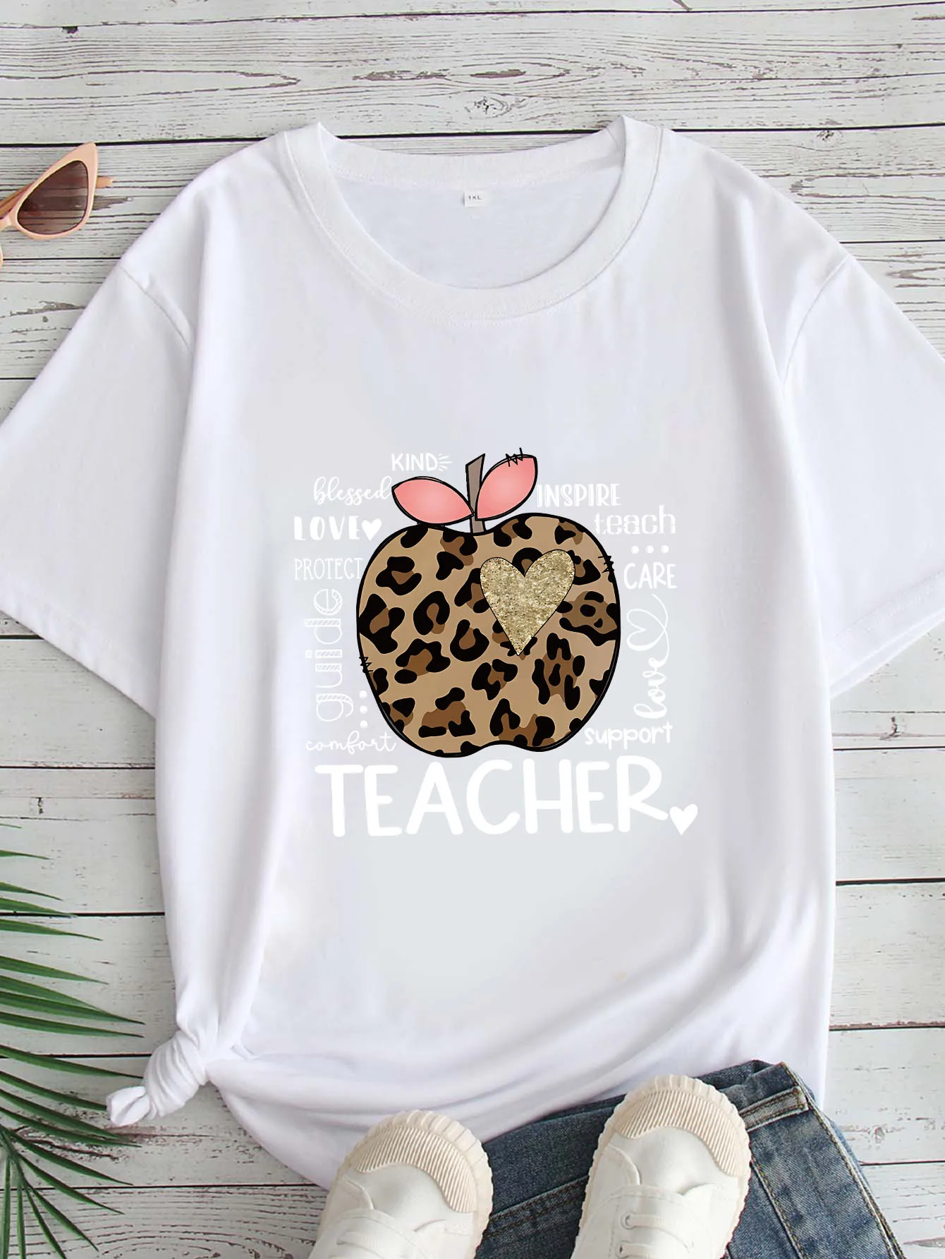 

Women's Large Size Printed round Neck Short Sleeve T-shirt 1-7XL Comfortable Casual Top in European Style