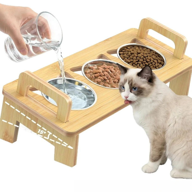 

Wooden Dog Holder Adjustable Height Solid Wood Dog Stand Double Type Wooden Dog Heightened Rack Solid Wood