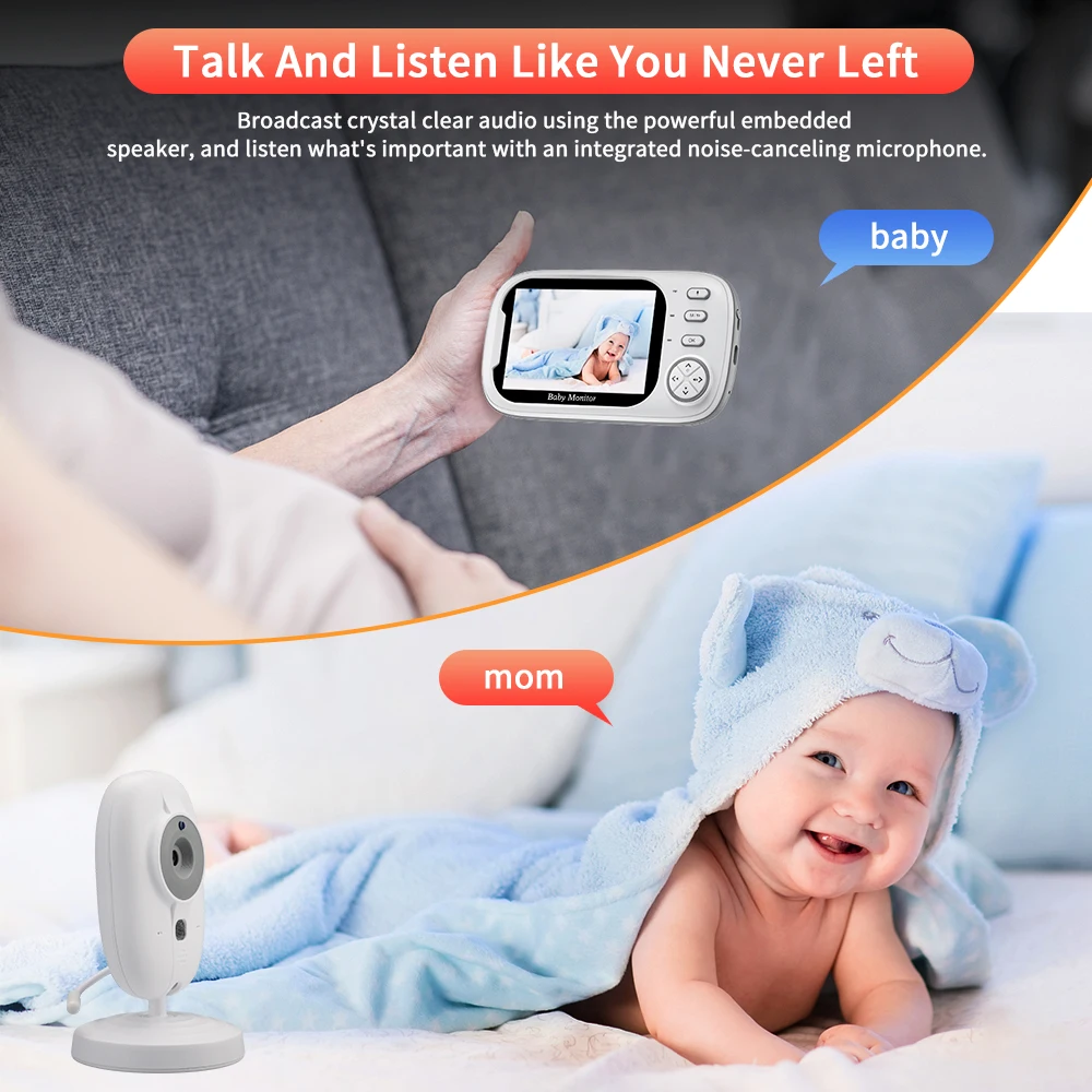 Camaroca Baby Monitor 2.4G Wireless With 3.5 Inch Security Camera 2 Way Audio Talk Night Vision Temperature Monitoring Baby Item