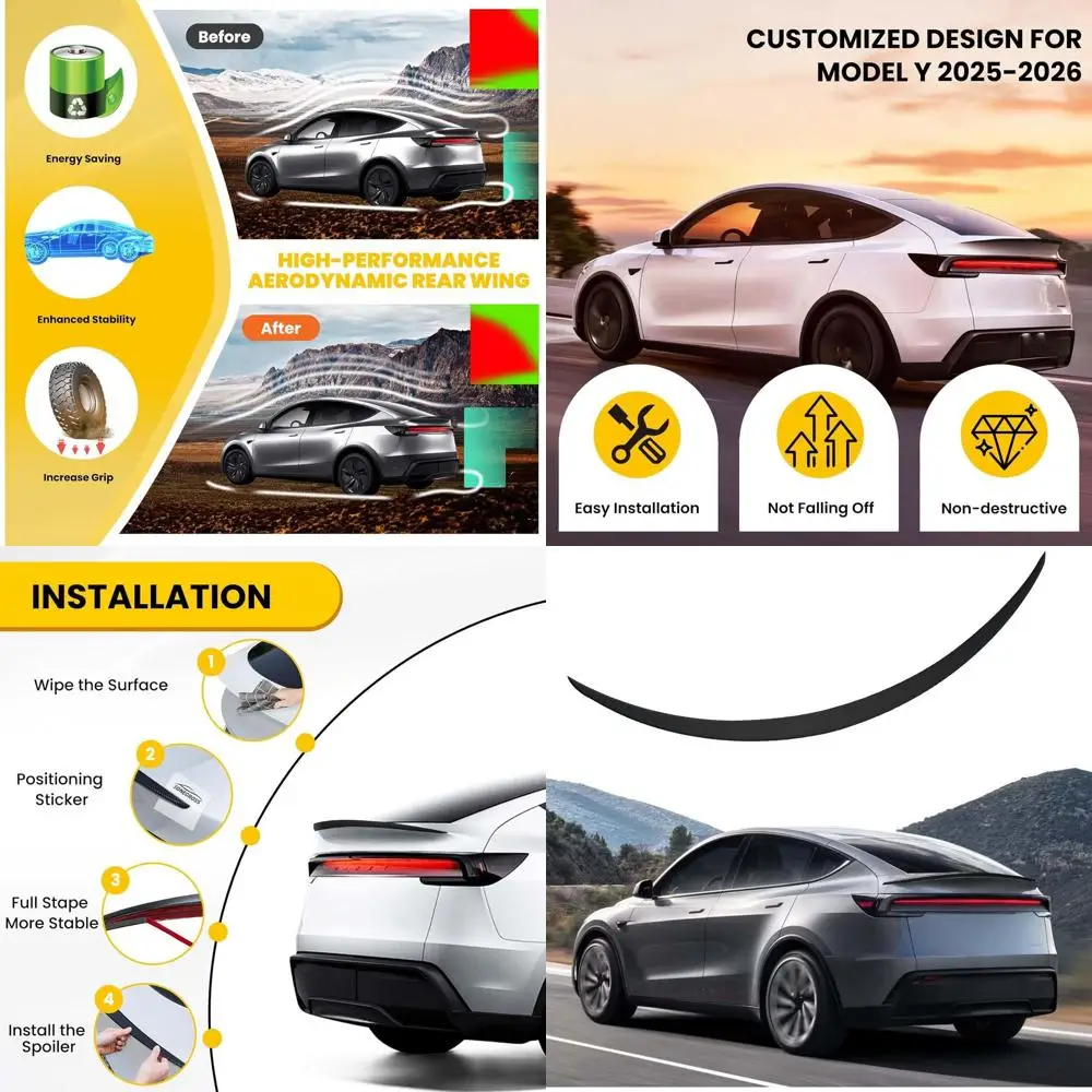 2025 2026 Tesla Model Y Juniper Rear Spoiler Wing, Rear Trunk Lip Spoiler Sporty Appearance (Matte Black)