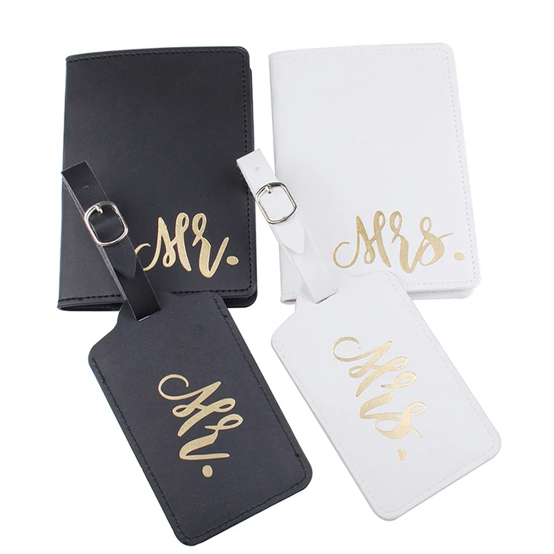 

4PCS/Set Couples Passport Cover Luggage Tag Suitcase Name ID Cards Holder Lightweight Travel Accessories Flight Lovers Gifts