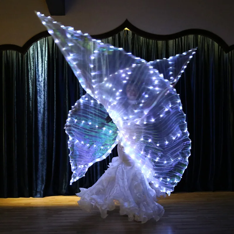 Ailes de danse du ventre pour femmes, lumière électronique, Led, 360 °, ailes scintillantes, pour filles, avec bâtons