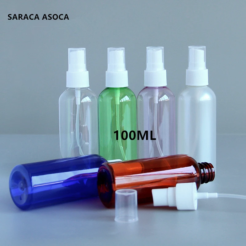

50pcs 100ml Big Capacity Spray Plastic Bottle Refillable Bottles colorful Atomizer Bottle