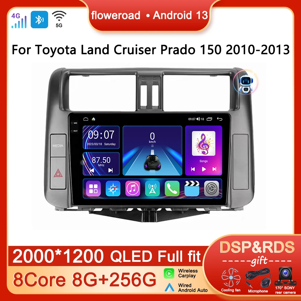 

2din Video Auto Carplay Android For Toyota Land Cruiser Prado 150 2010 - 2013 Car Radio Multimedia Player Navigation GPS 4G WIFI