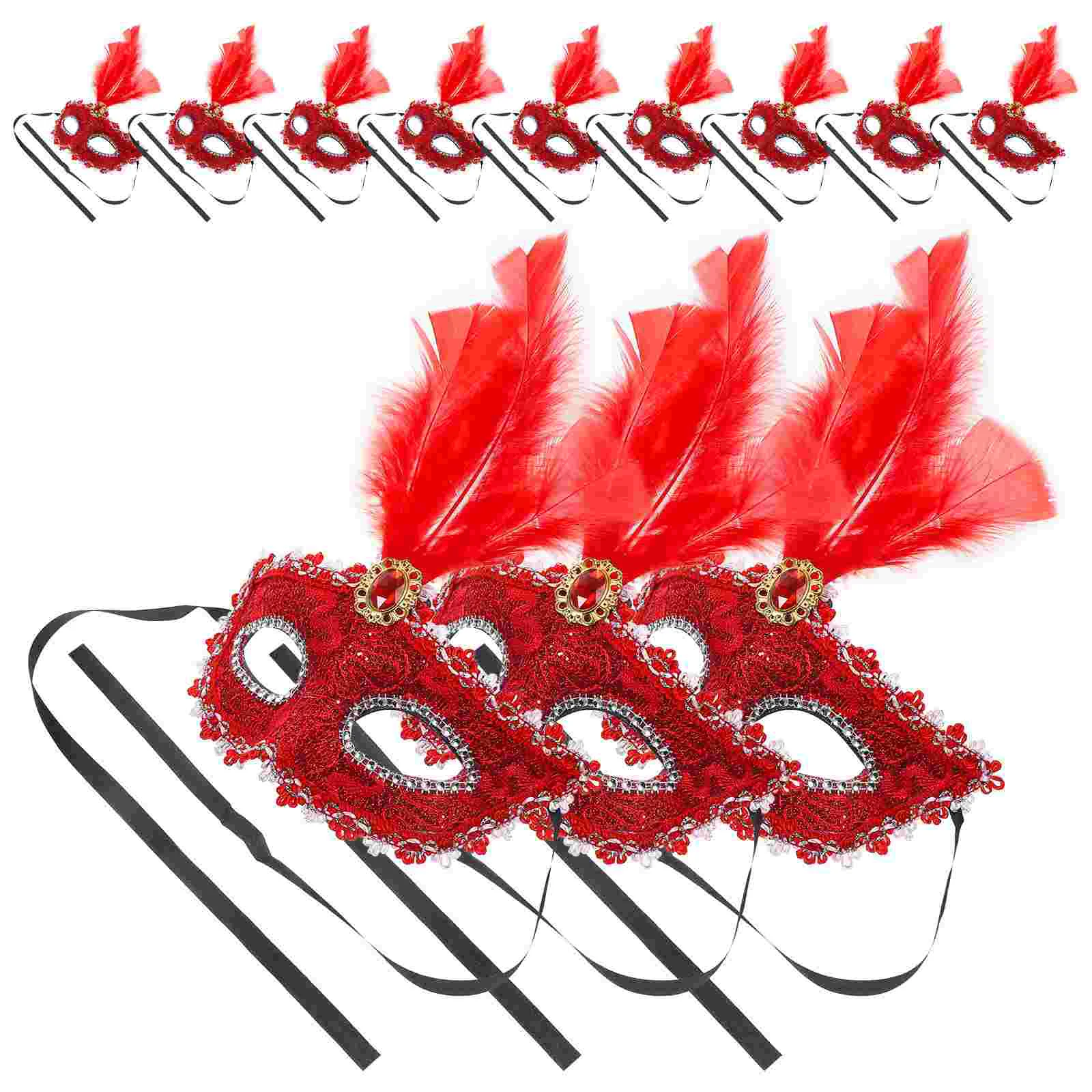 12 Pcs Carnival Mask Masquerade Masks Prop Cosplay for Women Halloween Costumes Decorative Bathroom Decorations Plumes Princess