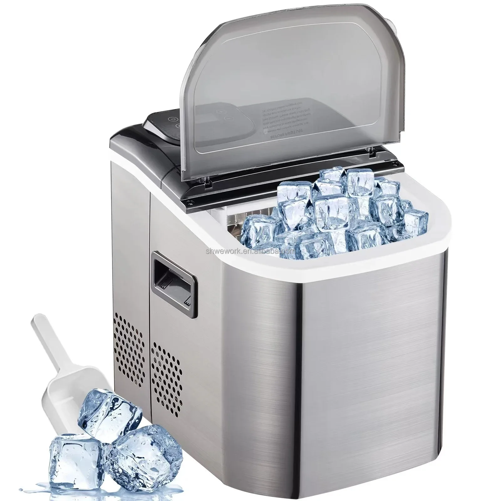 WeWork 18kg/24H Countertop Ice Maker Machine with 24Pcs Ice Tray for Home Kitchen Office Use Portable Ice Machine