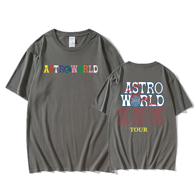 Astroworldツアー特大tシャツ男性women1:1レタープリントtシャツヒップホップストリートカニエ西astroworld tシャツ