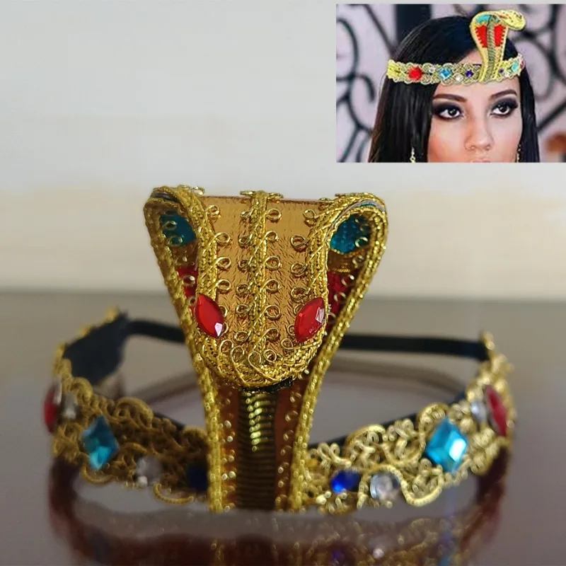 

Средневековая Клеопатра, египетская повязка на голову в форме змеи, обруч для волос, держатель для волос Клеопатры, головной убор для вечеринки в честь Хэллоуина для подростков и взрослых