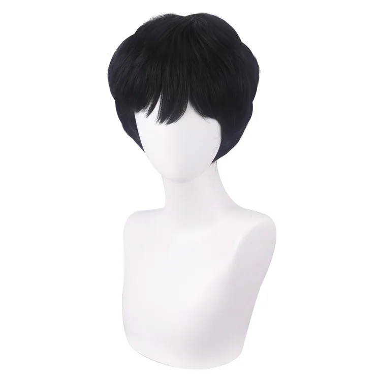 الملك تصنيف الذكور الرصاص الأمير Bogi شعر مستعار تأثيري أسود متموج قليلا الشعر القصير #3