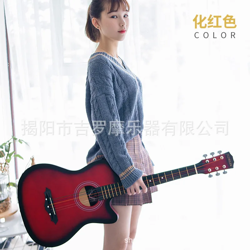 38 Inch 10 Color Acoustic Guitar Female Male Novice Beginner Practice Student Guitar