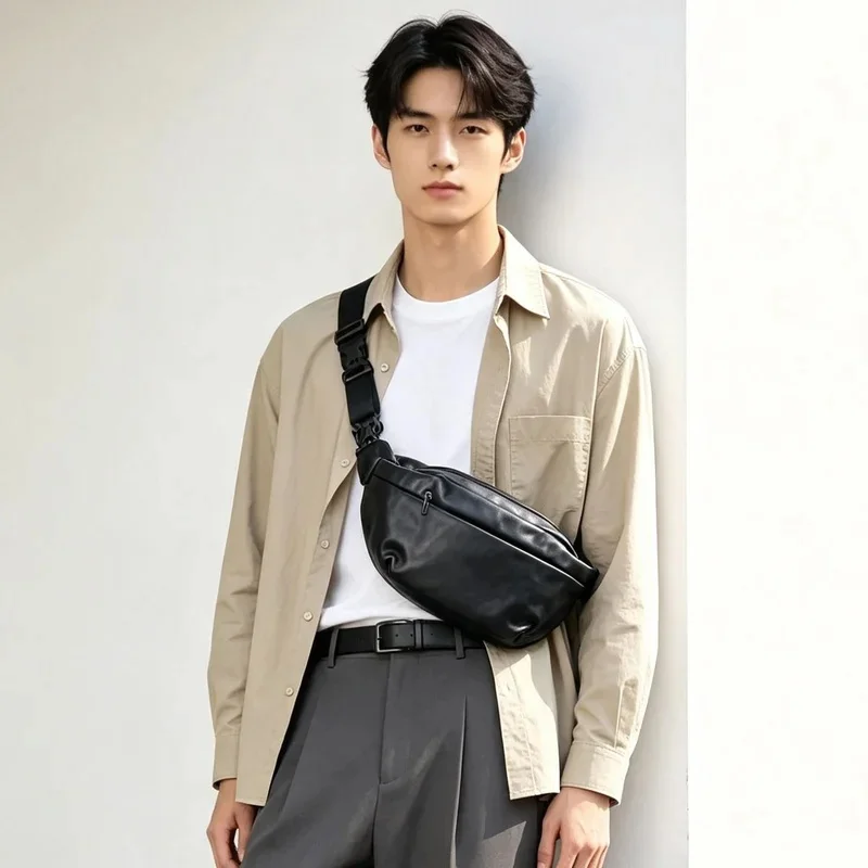 Soft Genuine Leather Waist Packs For Men Mini Travel Fanny Pack Male Small Waist Belt Bag Phone Pouch