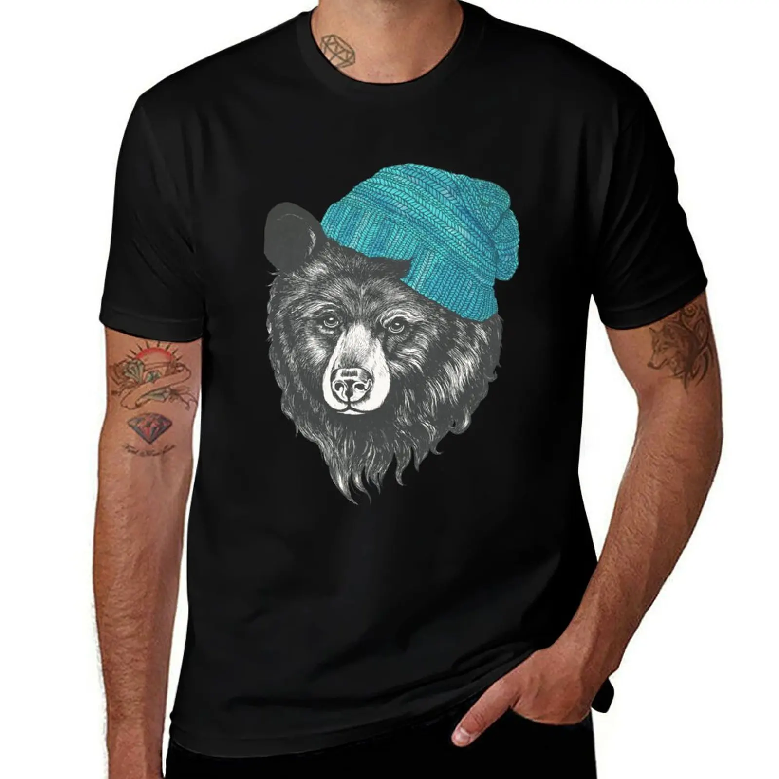 

zissou the bear in blue T-Shirt man t shirt summer t shirt men 100% cotton luxury brand T-Shirt