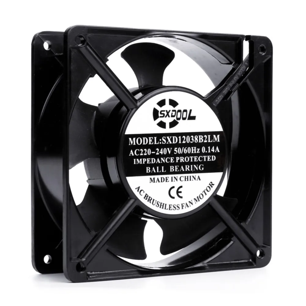 IP68 Waterproof New AC 220V Speed Regulation Double Ball Durable 12CM Cabinet Cooling Fan 12038 Silence