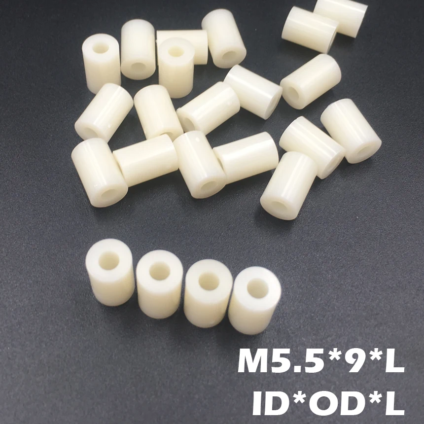 

200pcs M5.5 5.5*9*20 5.5x9x20 5.5*9*25 5.5x9x25 ID*OD*L ABS Plastic Nylon Round Column Insulation Shim Washer Standoff Spacer