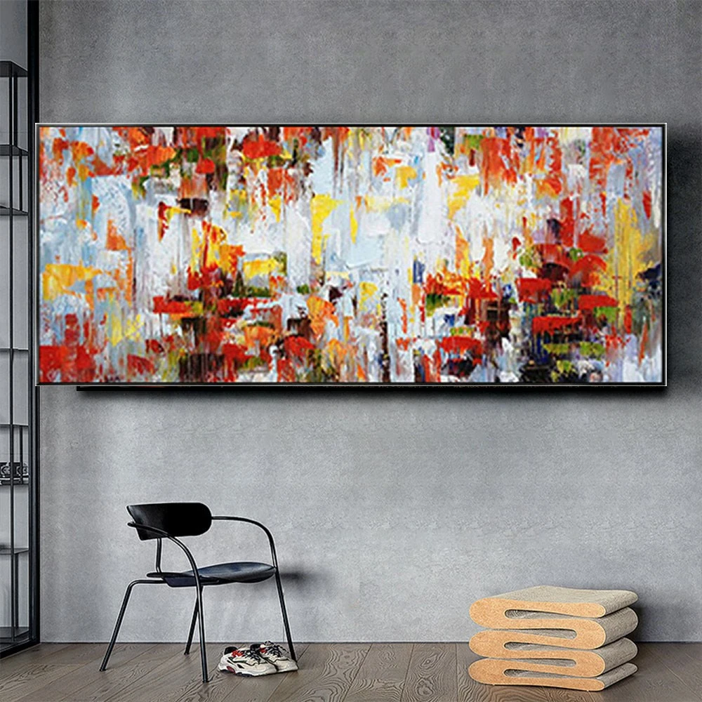 

100% Hand-Painted Red White Texture Abstract Oil Paintings On Canvas Modern Flowers All Over The Wall Plant Art Picture For Home
