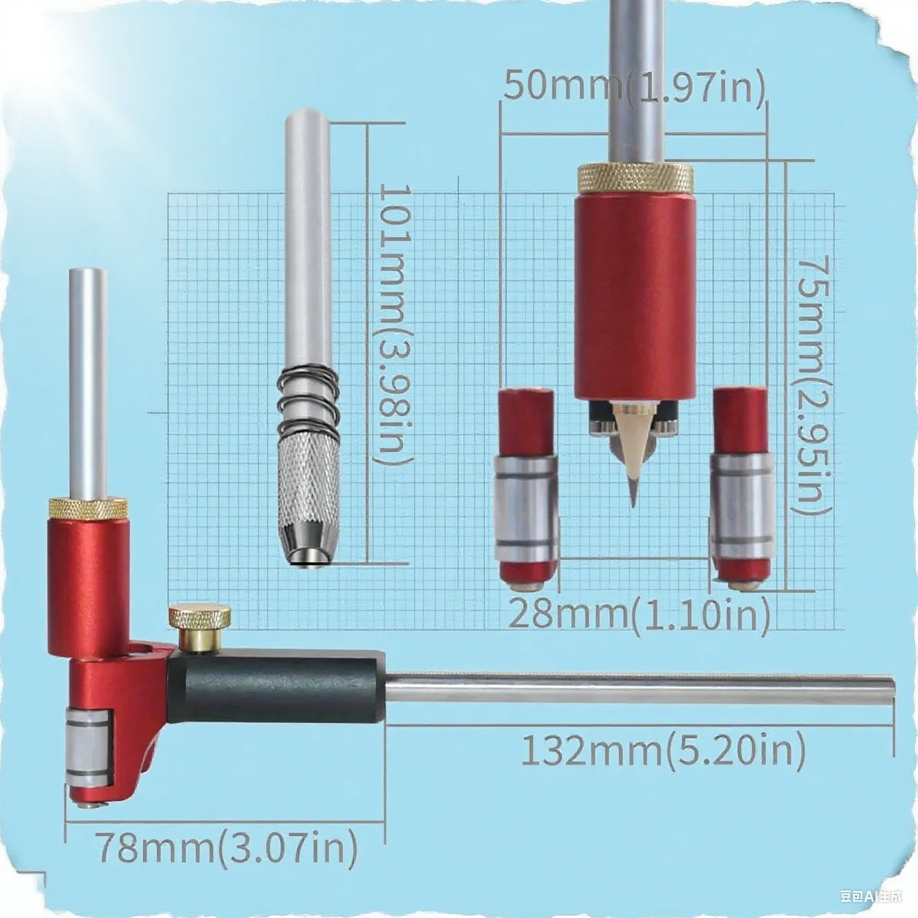 Adjustable Linear / Arc Dual-purpose Wheel Marking Scriber - Aluminum Wood Scriber Parallel Scribing Ruler Sliding Marking Gauge