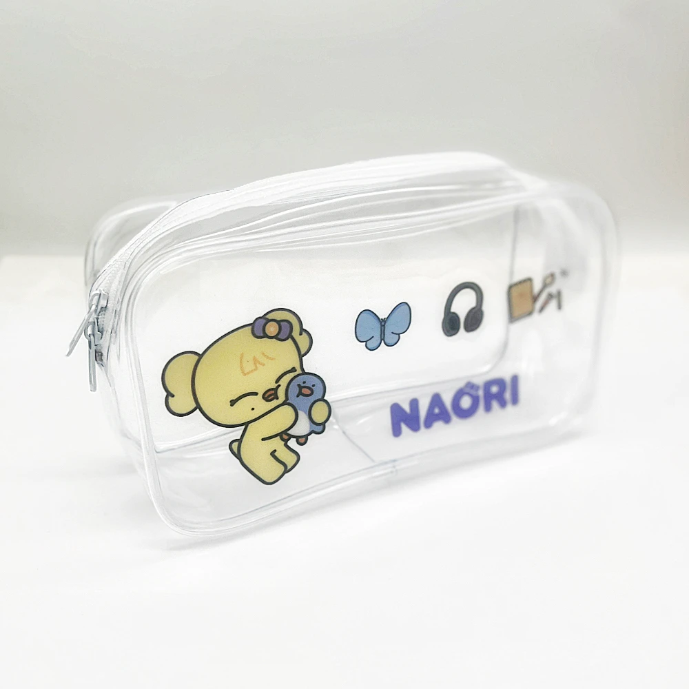 الحيوان الإبداعية مقلمة حقيبة أدوات مكتبية 19*10*6.5 سنتيمتر الكرتون بولي كلوريد الفينيل شفافة حقيبة التخزين حقيبة مستحضرات التجميل Wonyoung Yujin Rei Gaeul Leeseo Liz Kpop