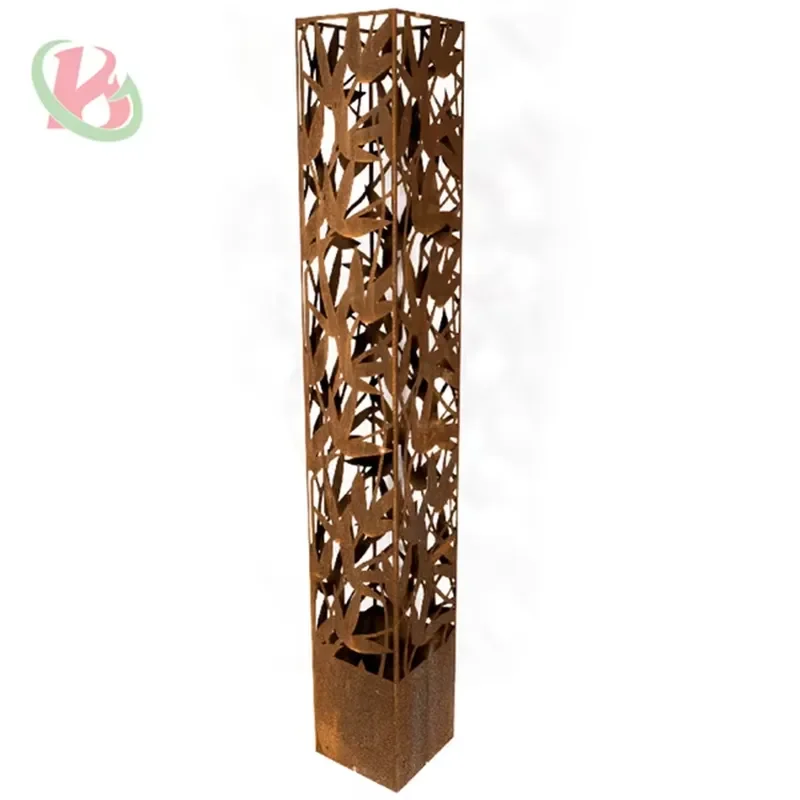 Low Cost Customized Light Box Corten Steel Light Garden Decor Outdoor Waterproof Light Box