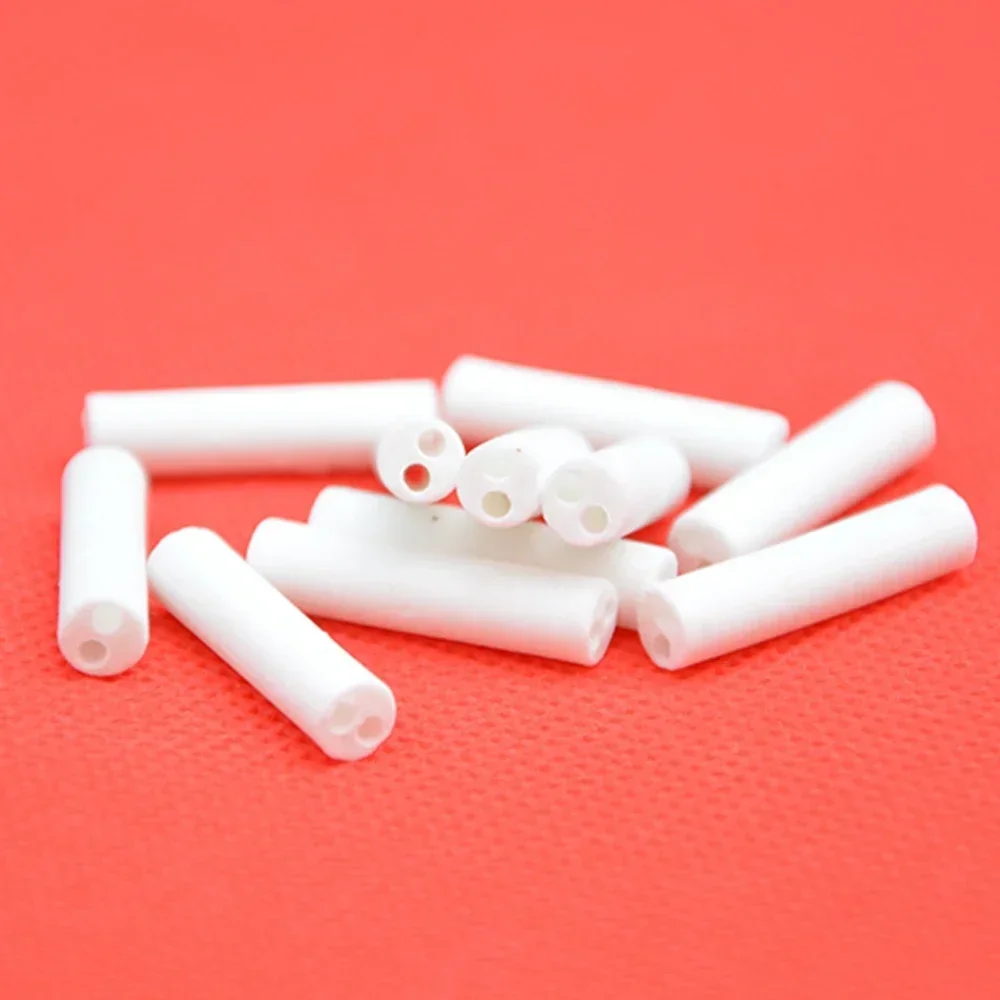 50Pcs 11.7mm Dia Ceramic Insulating Pipe for High-Temperature Electronic Wire Bundle