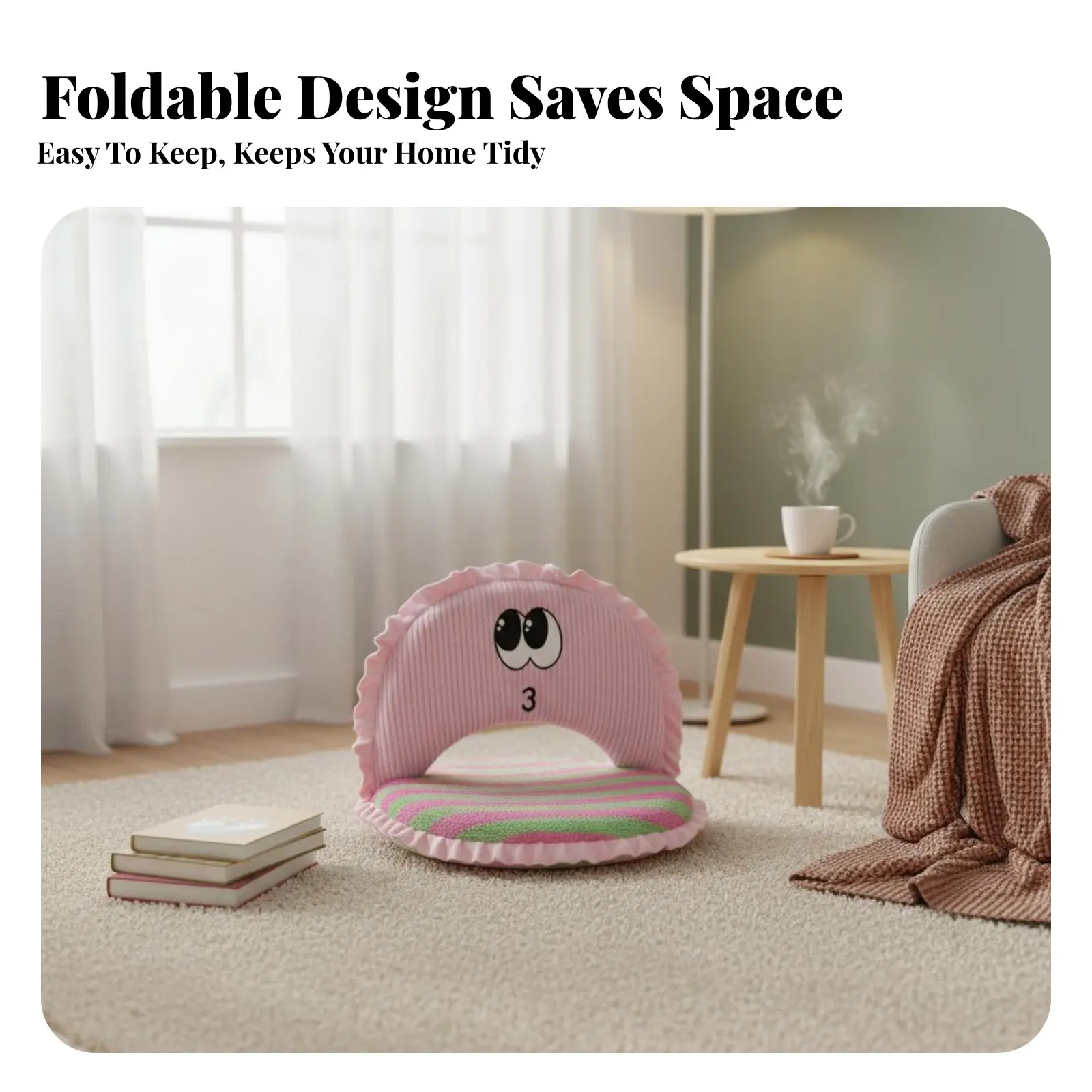 

Adjustable Floor Lounger Foldable Design Adjustable Backrest Lounger Space-Saving Thickly Padded for Young Adults, Balcony