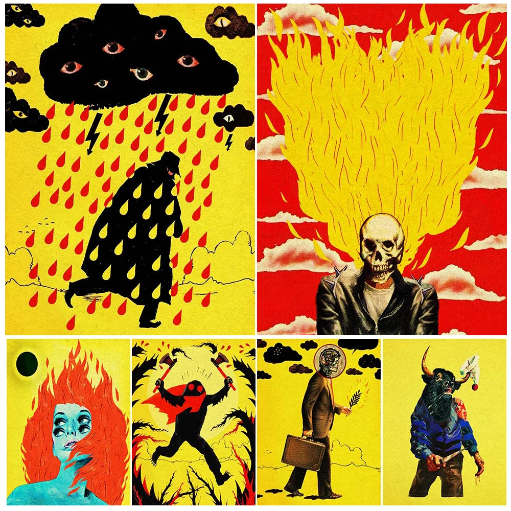 

Robot,Minotaur Killer,Mothman,Skeleton Knight Wall Art Canvas Painting Surreal Horror Fantasy Art Poster And Print Home Decor