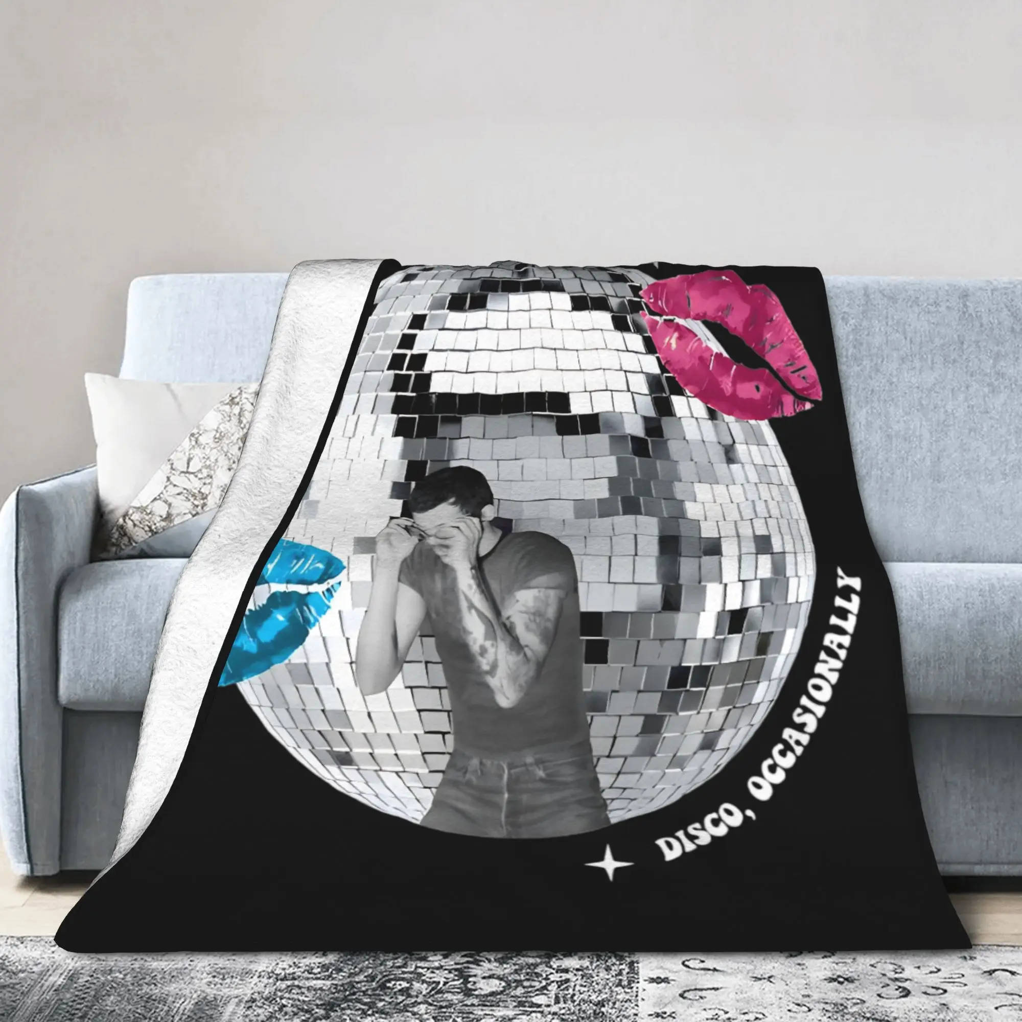 Disco Music Kiss All The Time Harrys Flannel Throw Blankets Styles  Blankets for Sofa Couch Ultra-Soft Quilt