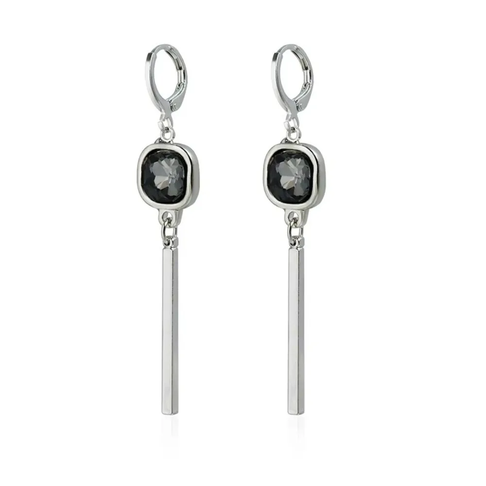 New Square Gray Crystal Charm Earrings Y2K Ellipse Geometric Symmetry Ear Jewelry Triangle Line Geometric Earring