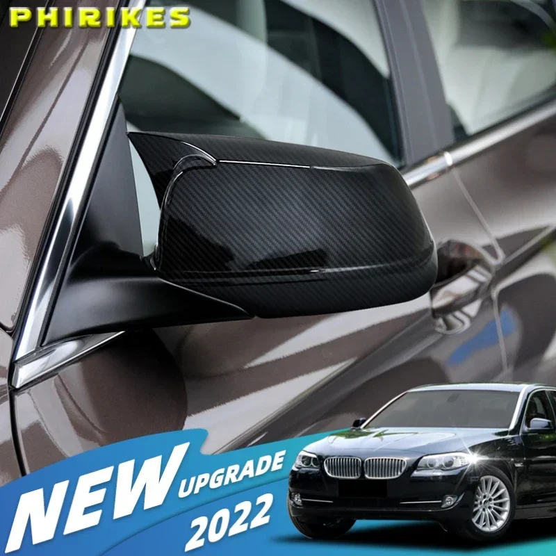 

For BMW 5 Series F10 F11 F18 2010-13 Pre-LCI Black/Carbon Fiber Look Rearview Mirror Caps