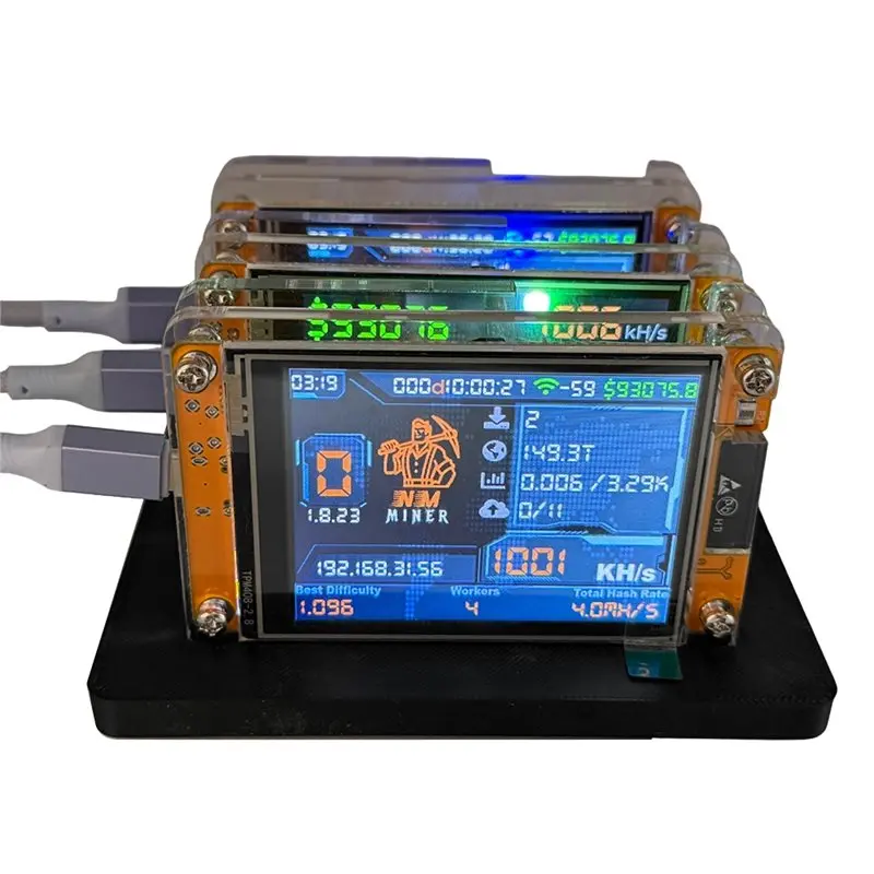 QWE-Stand Upgraded 3X 1000KH/S Nmminer Nerdminer+ 3 Slots Harshrate 2.8