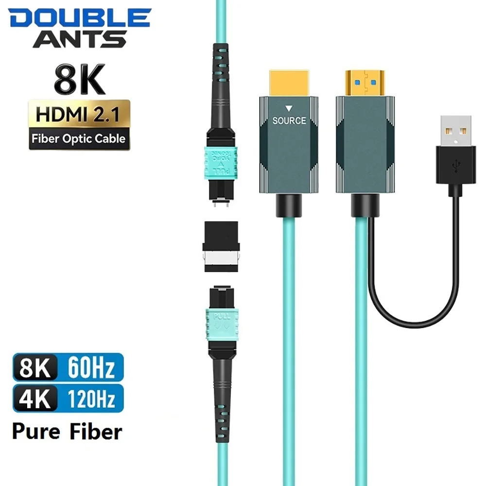 8K Pure Fiber HDMI 2.1 AOC Cable 72Gbps Bidirectional MPO Detachable for Stage Rental Live Event LED Large Screen Engineering