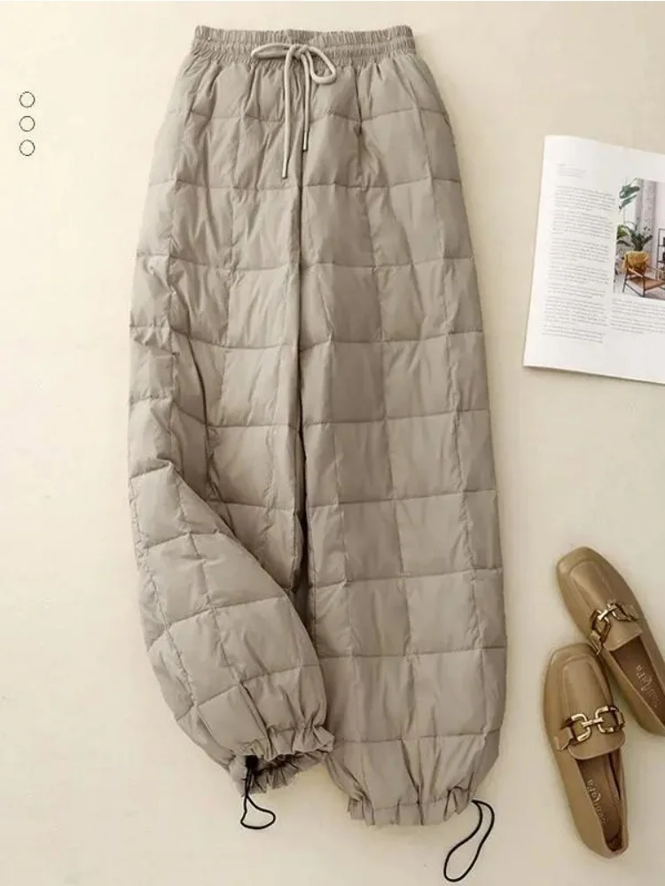Damen-Baumwollhose mit weitem Bein, Oberbekleidung, hohe Taille, gerader Schnitt, Pendlerhose, Reißverschluss, Wärme, Spaß...